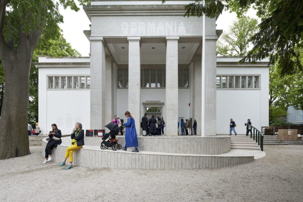 The front of the German pavilion at the 2023 Biennale in Venice